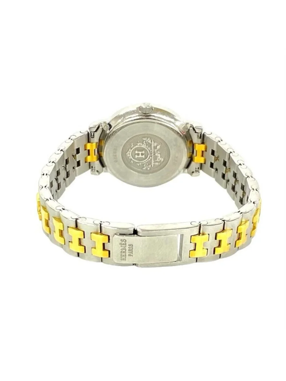 Hermes Sellier Stainless Quartz Watch Wrist Silver Gold